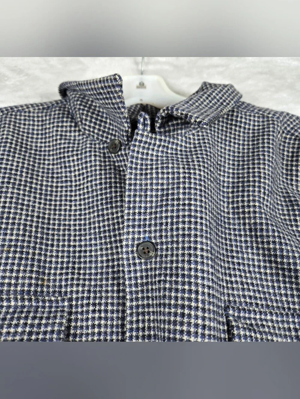 Polo Ralph Lauren Steward Loop Collar Wool Flannel Shacket Mens XL Blue Checker